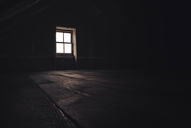 dark attic with window